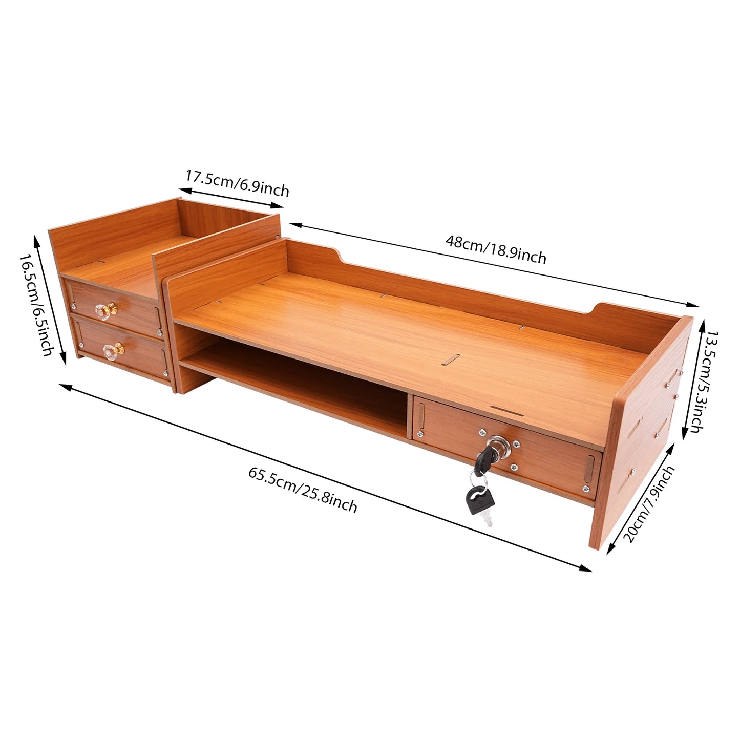 Wooden Desk Organizer W/ Drawer File Storage Desk Monitor Riser Computer Stand