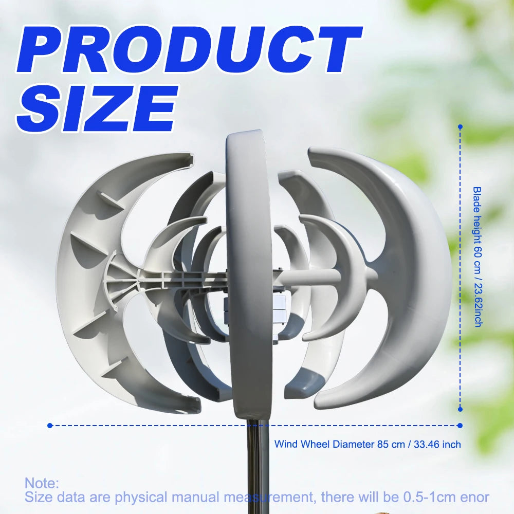 US Delivery 5000W Vertical Turbine 12V/24V Low-Noise Household 220V With Free Charging Controller