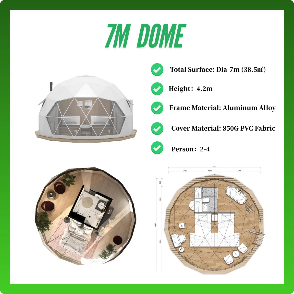 Luxury Camping Geodesic Dome House Hemispherical House PVC Geodesic Dome Tent Camping Dome Tent Hotel Tent for Glamping Resort