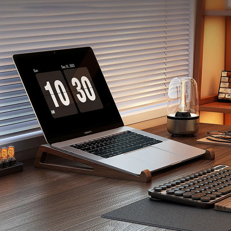 1pair Bamboo Laptop Stand Adjustable Desktop Riser Portable Computer Cooling Holder for Notebook Tablet Reading Desk Organizer