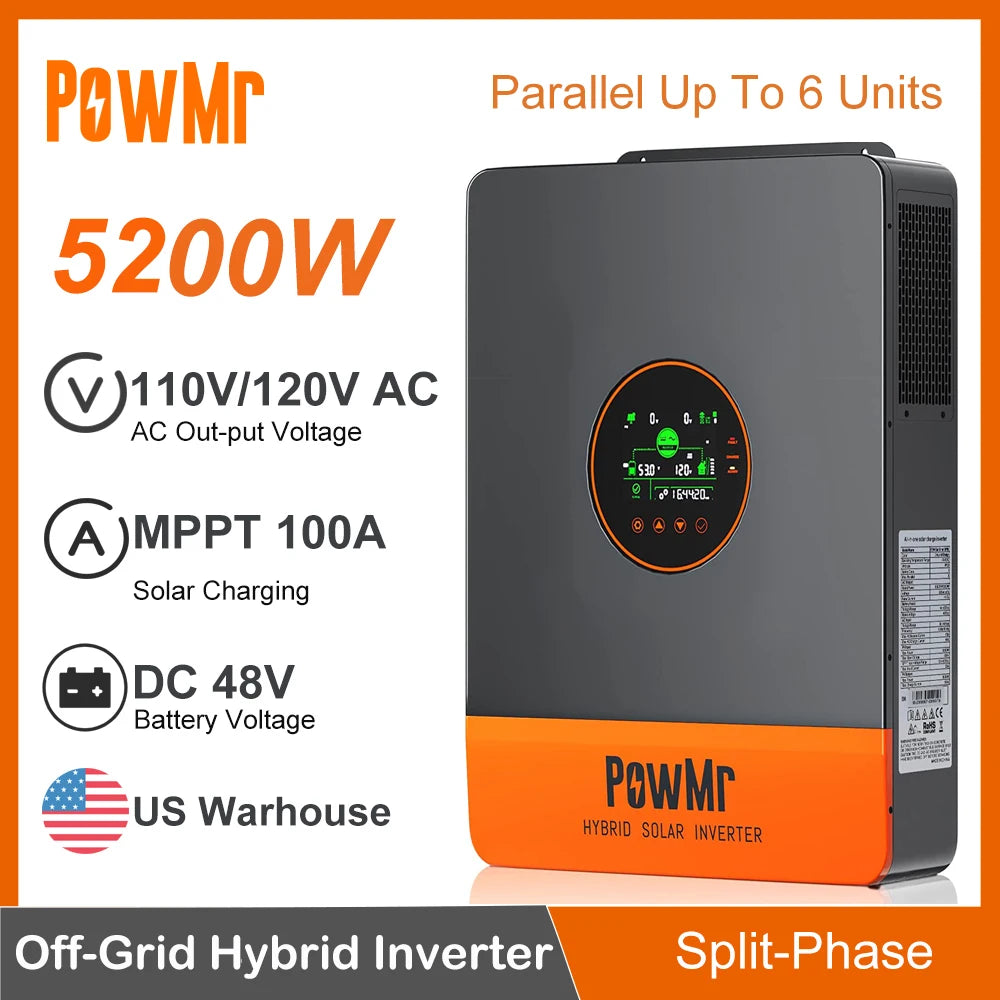 5KW Single Phase 120V 110V AC Off-Grid 48V All In One Hybrid Inversor Built 80A/100A MPPT Solar Charger Controller Fit for Home