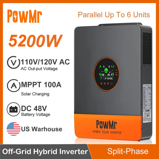5KW Single Phase 120V 110V AC Off-Grid 48V All In One Hybrid Inversor Built 80A/100A MPPT Solar Charger Controller Fit for Home