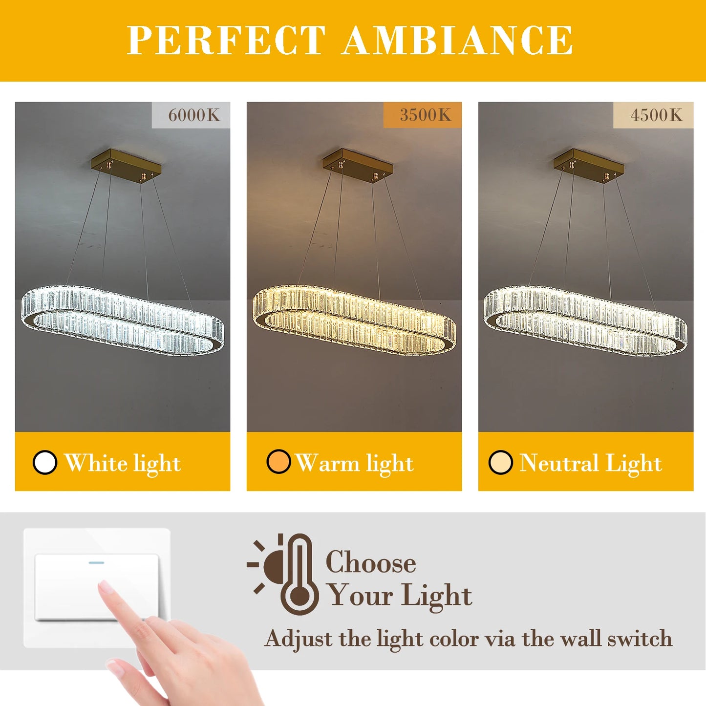 Modern Pendant Light Luxury Crystal Oval Design Led Chandelier Ceiling Lamp Nordic Hanging Fixture Living Bedroom Hotel Lustres