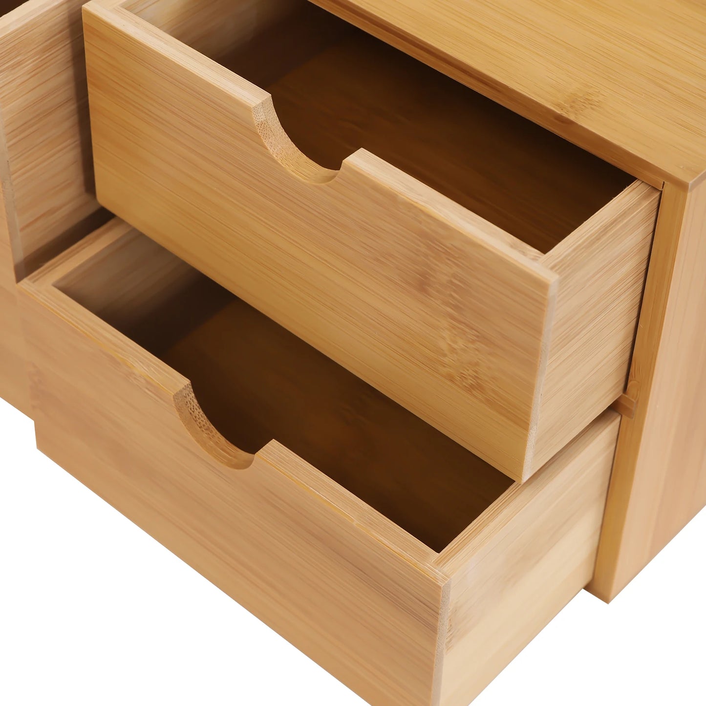 Bamboo Desk Drawer Organizer Tabletop Storage Cabinet Corner Desk Organizer W/3 Drawers for Home Office Supplies,33*19*16cm