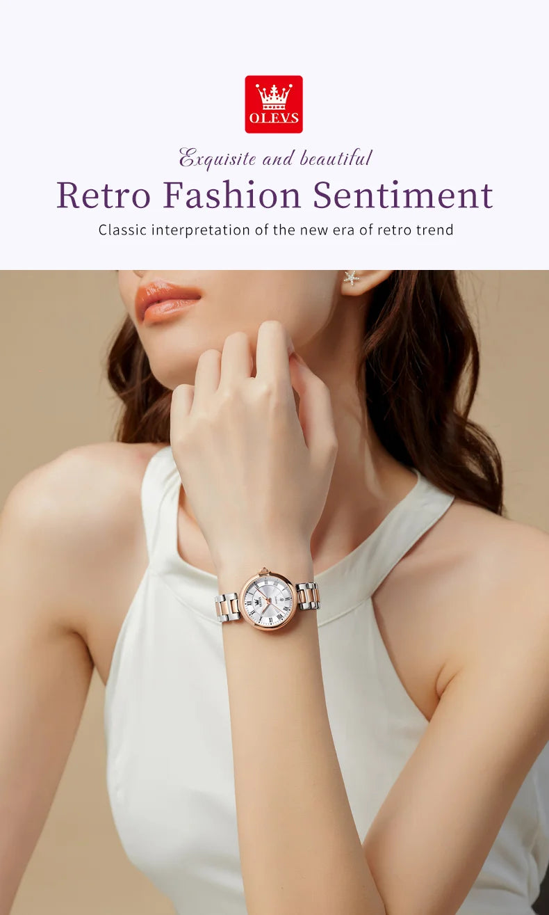 OLEVS 5608 Women Watch Luxury Brand Quartz Watch Roman Scale Waterproof Luminous Calendar Watch Elegant Women Watch Reloj Hombre