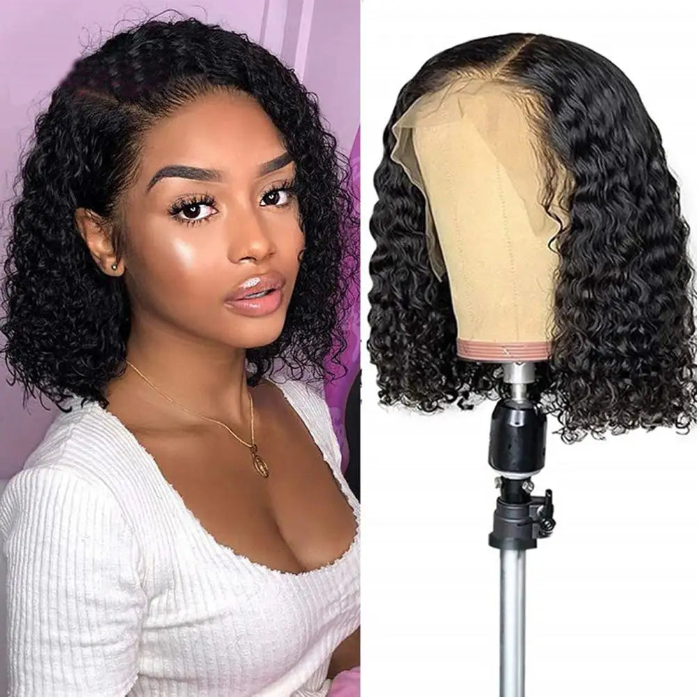 14 inches Short Bob Wigs Deep Wave Rose Net Wigs Short Curly Bob Wig Glueless Machine Made Wigs For Women