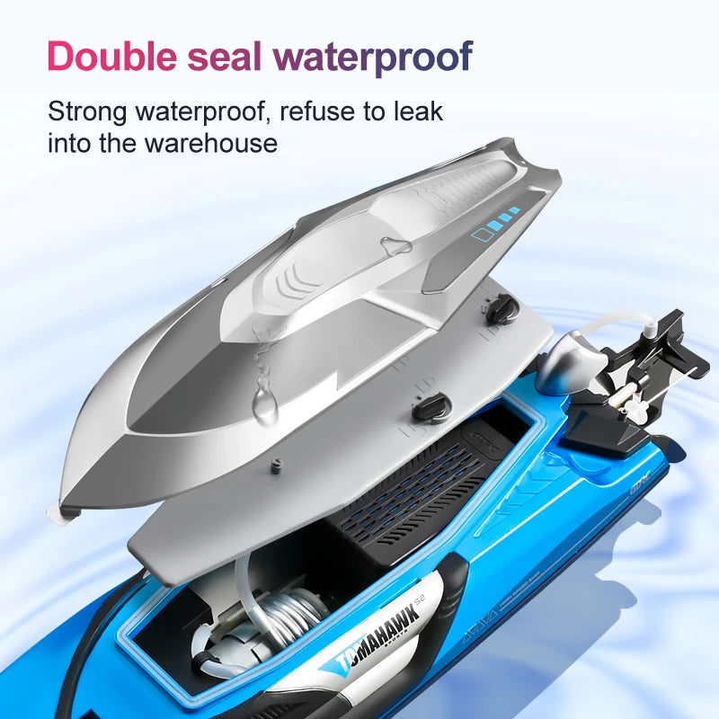 50CM Large Racing 70KM/H High Speed RC Boat 2.4G 200M Capsized Reset Dual Waterproof Smart Alarm Remote Control Boat Speedboat