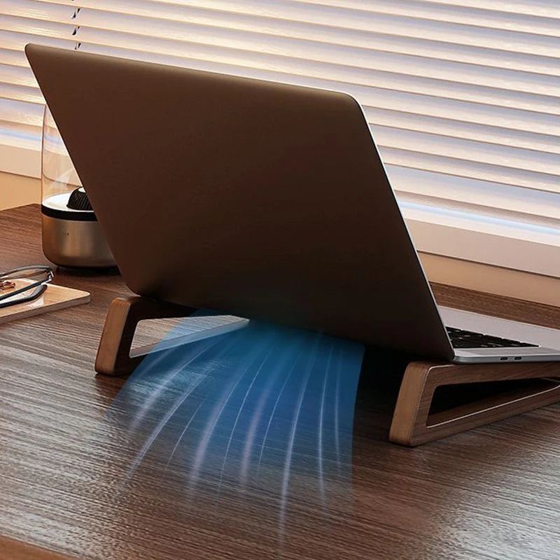 1pair Bamboo Laptop Stand Adjustable Desktop Riser Portable Computer Cooling Holder for Notebook Tablet Reading Desk Organizer