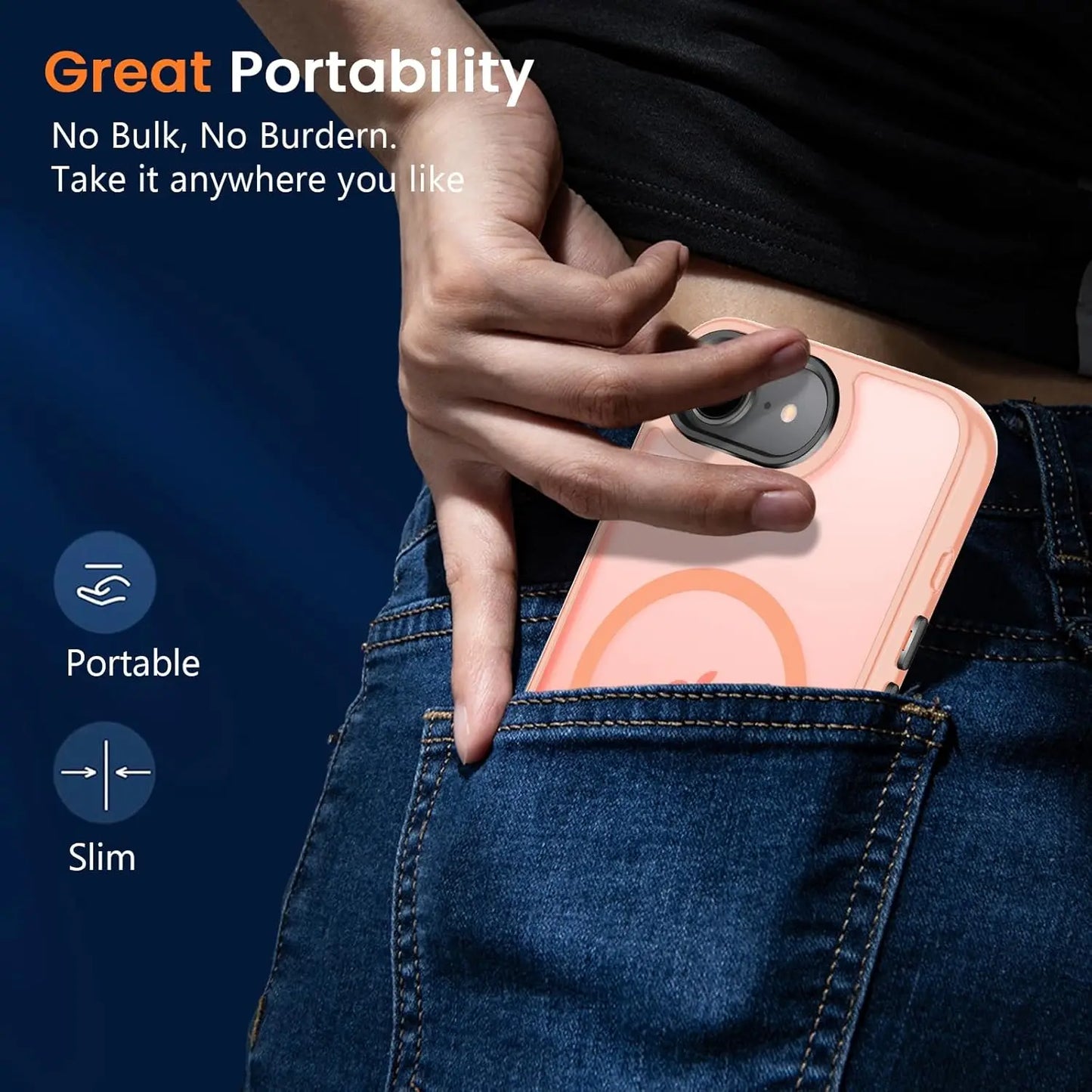 for iPhone 16E/iPhone 17E Case with Screen Protector, [Compatible with Magsafe] Ultra Slim Translucent Matte Shockproof Protecti