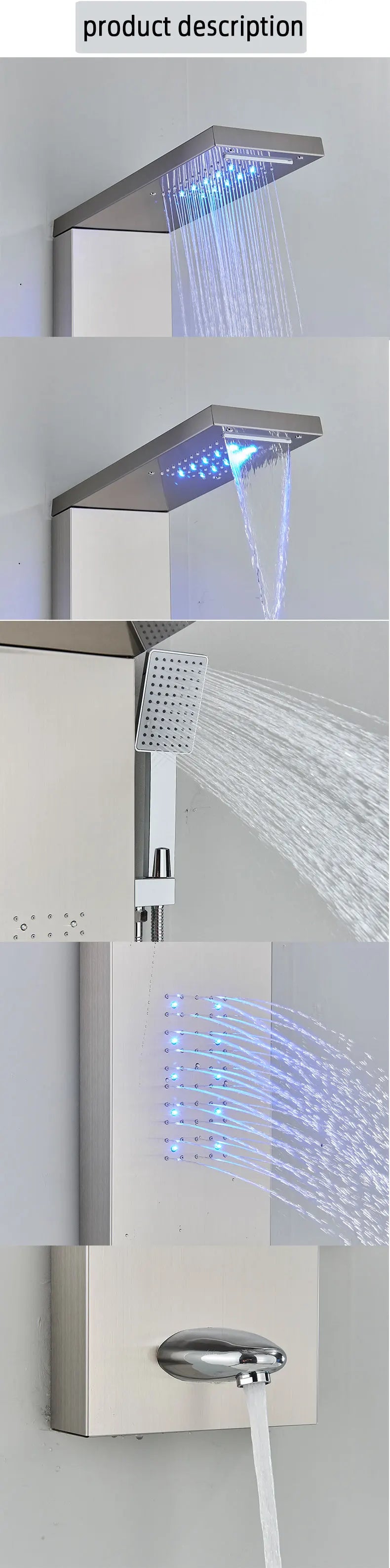 ULGKSD Bathroom Shower Panel LED Light Bathroom Faucet Hot&Cold Rainfall Mixer Tap Modern Bathroom Faucet Shower Column For Bath