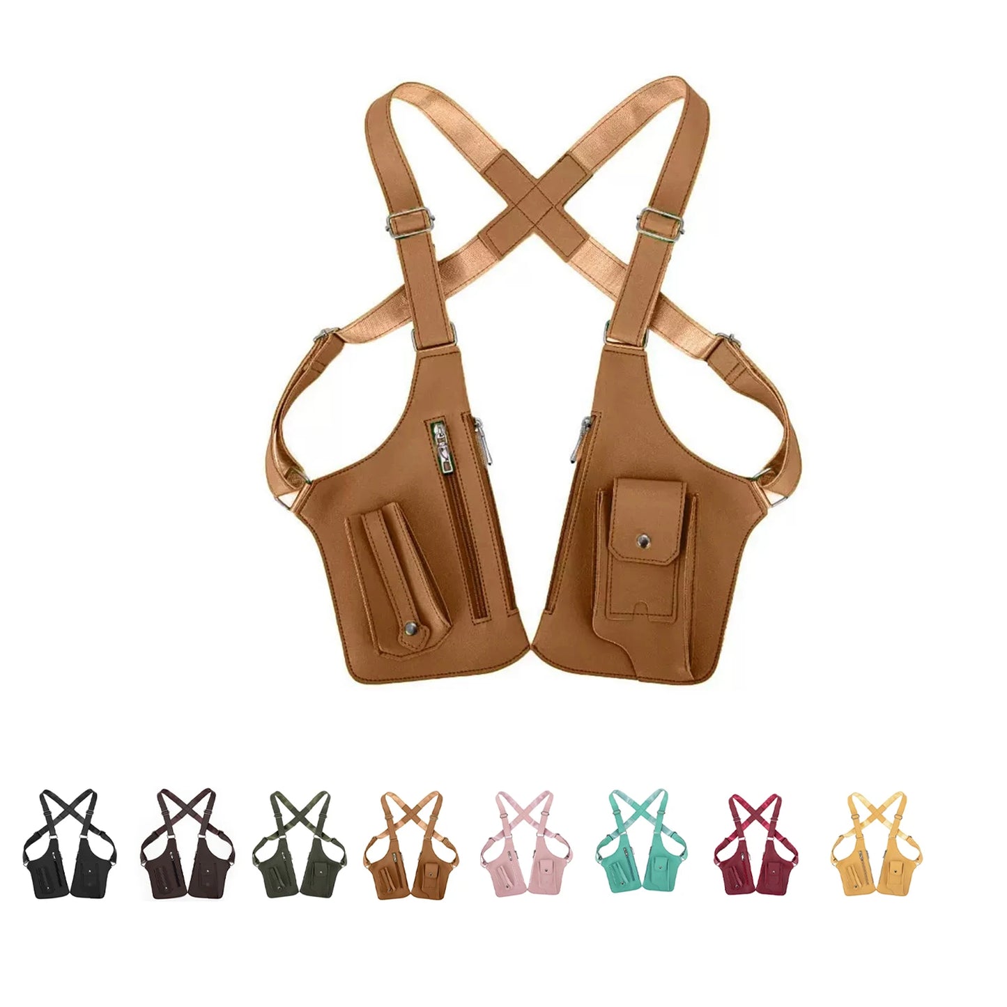 Double Shoulder Armpit Bag, Underarm Shoulder Bag, For Men Holster Bag Pu Leather Underarm Strap Wallet, Waterproof