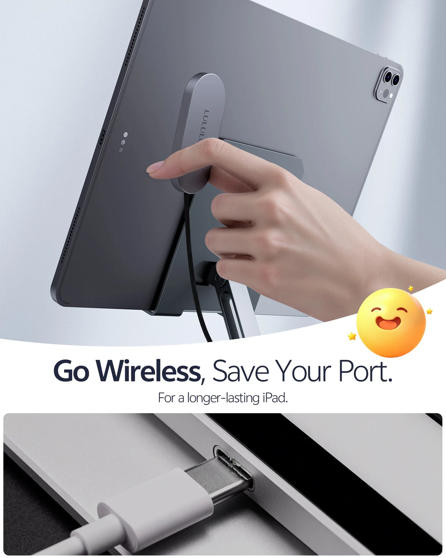 LULULOOK Magnetic Wireless Charger for iPad Pro/Air, 35W Aluminum Alloy Fast Charing with 6.5ft USB-C Cable Smart ipad Charger