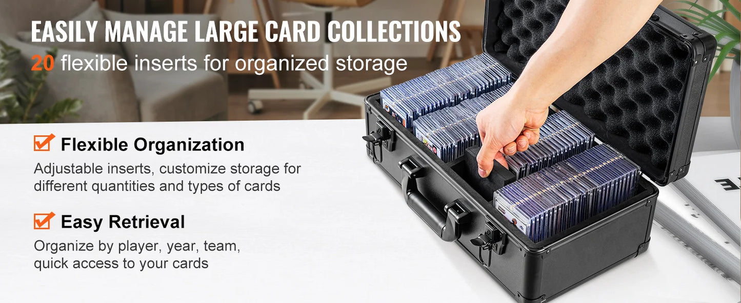 SucceBuy Graded Card Storage Box 4 Slots or 5Slots with Key Lock or Coded Lock Foam Dividers for 96/108/120/162 PSA Graded Cards