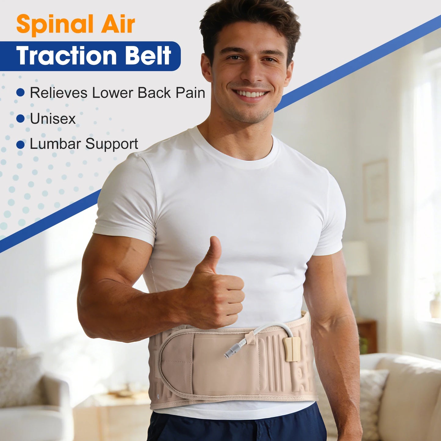 Inflatable Lumbar Waist Belt Air Decompression Back Support Health Care Spine Traction Back Massage Brace Hand Pumb Waist Strap
