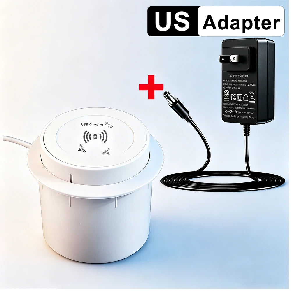 Universal Fast Wireless Charger Desktop Embedded Supports PD30W And USB Wired Charging 5V 3A Furniture Opening Desk Hole HUB