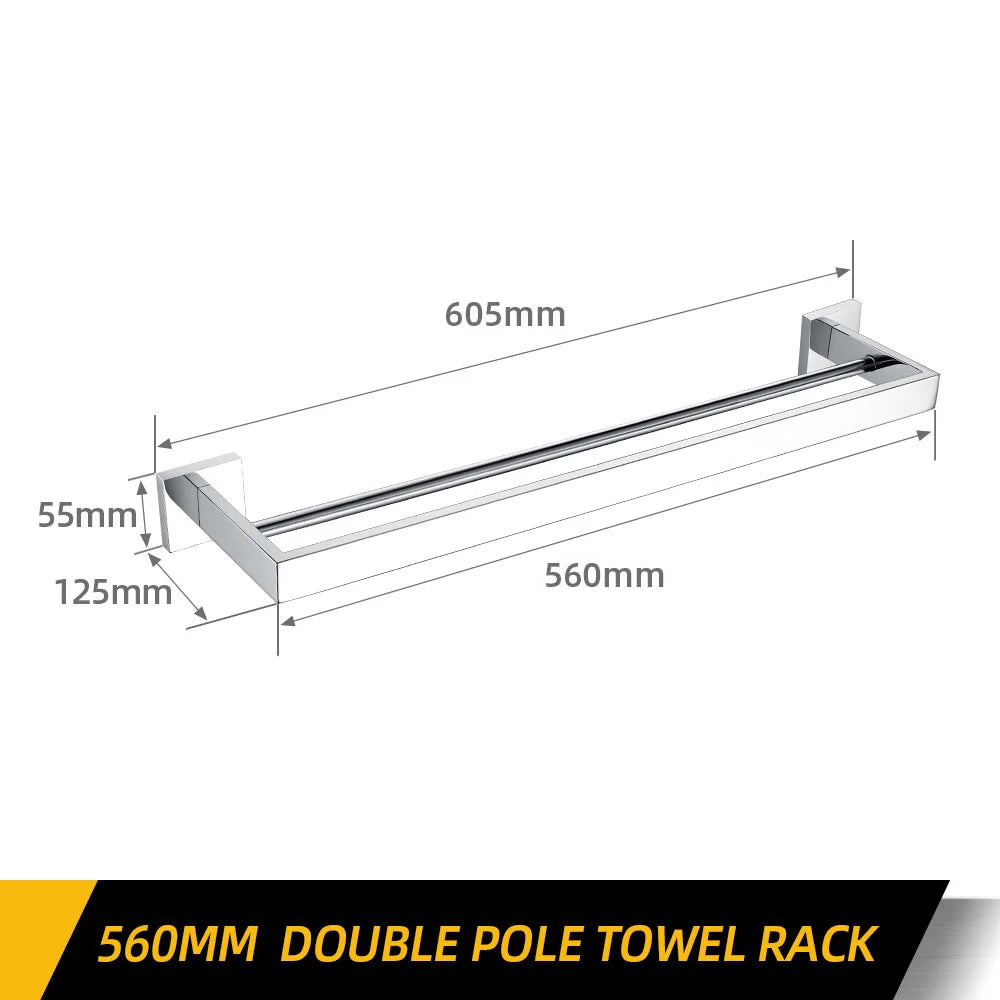 Polished Chrome Wall-mounted Stainless Steel Clothes Hook Toilet Paper Holder Towel Bar Kitchen Facilities Bathroom Accessories