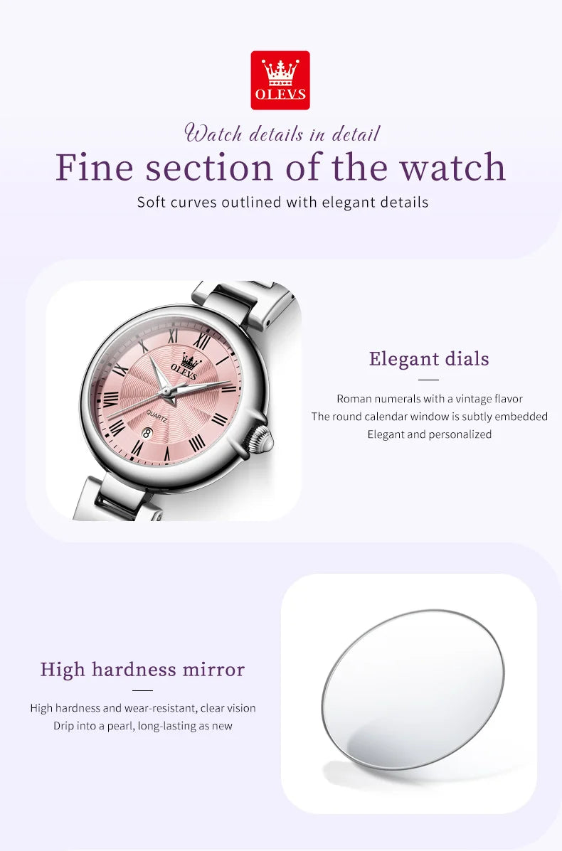 OLEVS 5608 Women Watch Luxury Brand Quartz Watch Roman Scale Waterproof Luminous Calendar Watch Elegant Women Watch Reloj Hombre