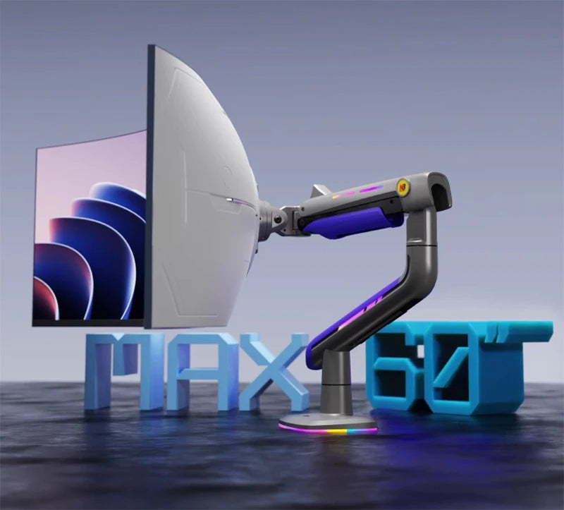 NB G60 L50 E5 F5 Gaming Monitor Arm 32-60 Inch Curved Arc Screen Desktop Ultra Wide Monitor Holder Mount with RGB Light 2-20kgs