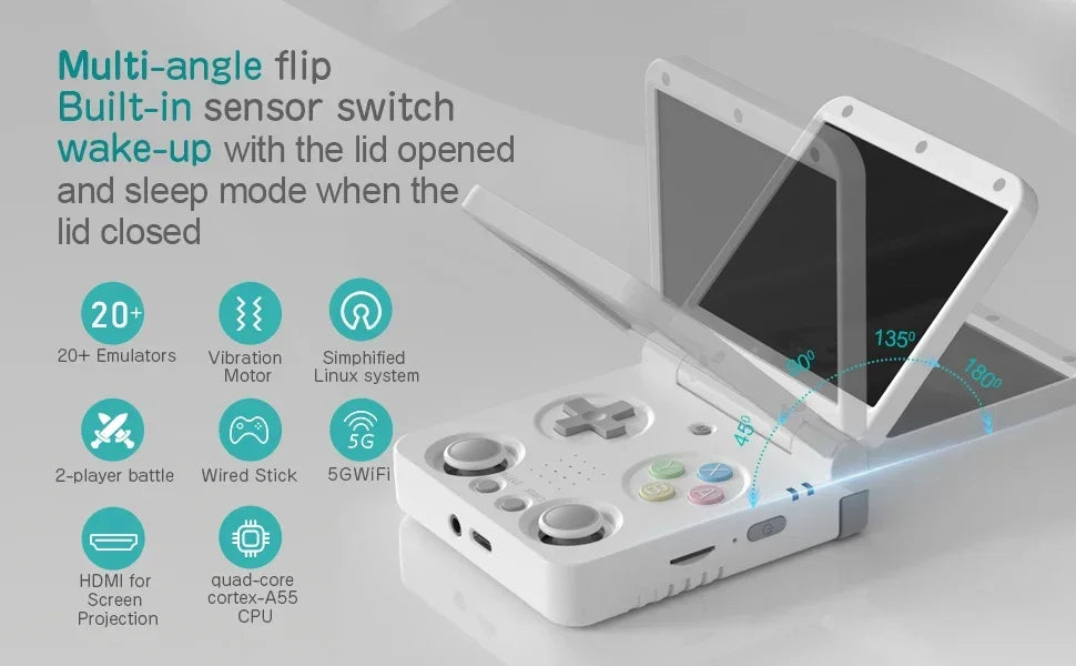 MIYOO Flip V2 Handheld Game Players 3.5''IPS Screen Linux System Onion OS Video Game Consoles Free Storage Bag Gamer Gift Gaming