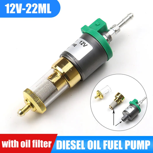Car Truck Oil Fuel Pump Air Diesel Heater Electronic Pulse Metering Pump 12V 22ml 1KW To 5KW with Filter for Webasto Removable