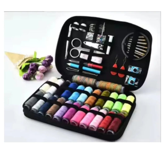 Complete Sewing Kit with Threads, Needles, Scissors & Tape Measure - Portable Travel DIY Embroidery & Handwork Tool Set