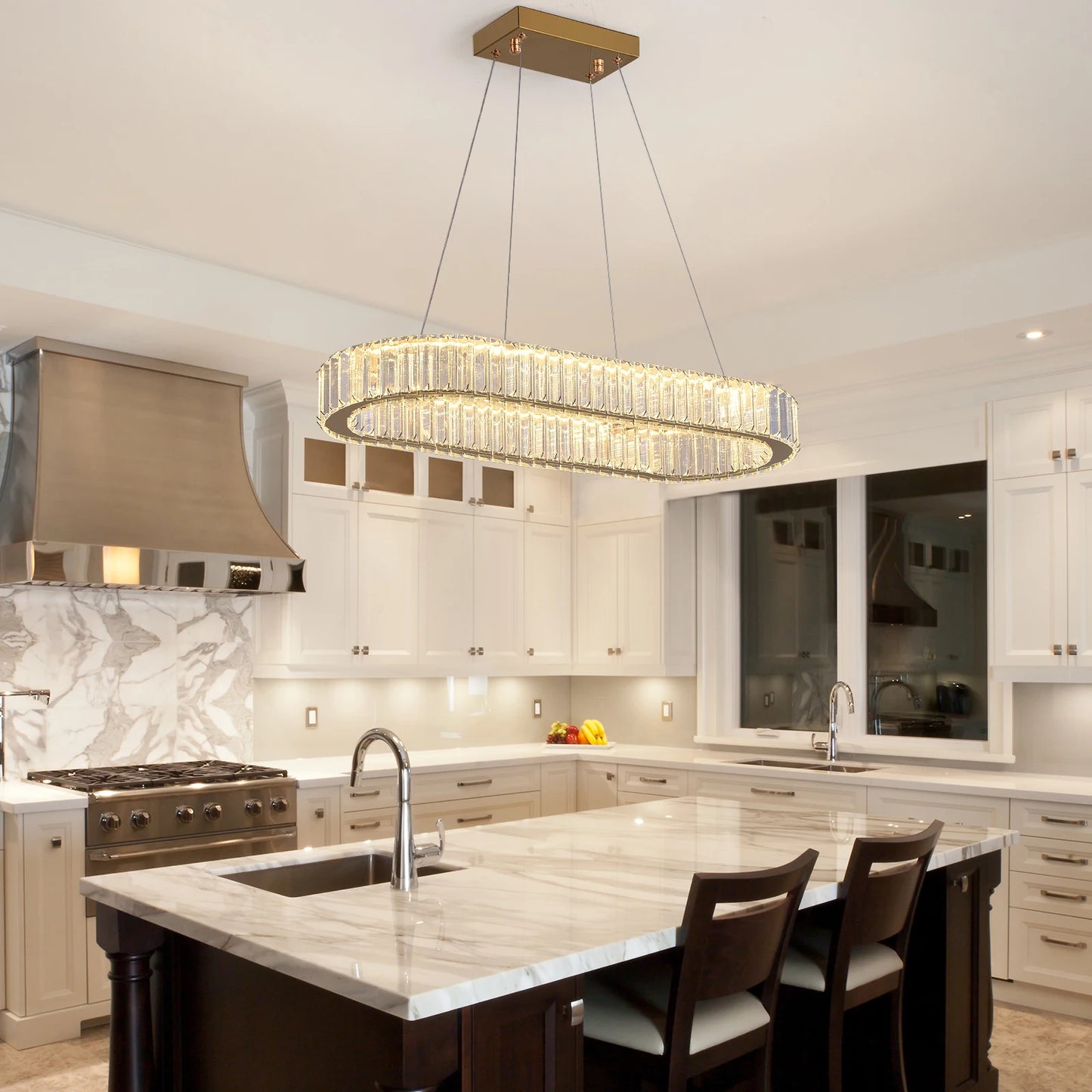 Modern Pendant Light Luxury Crystal Oval Design Led Chandelier Ceiling Lamp Nordic Hanging Fixture Living Bedroom Hotel Lustres