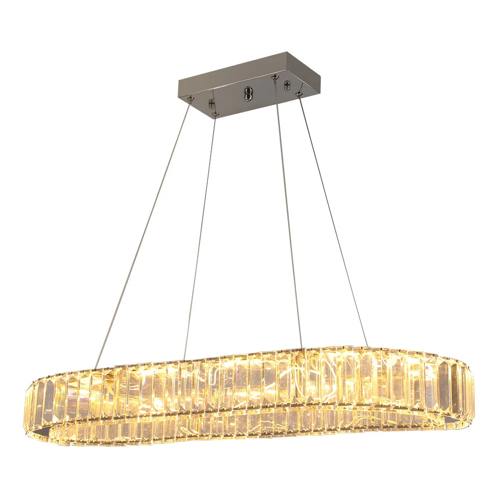 Modern Pendant Light Luxury Crystal Oval Design Led Chandelier Ceiling Lamp Nordic Hanging Fixture Living Bedroom Hotel Lustres