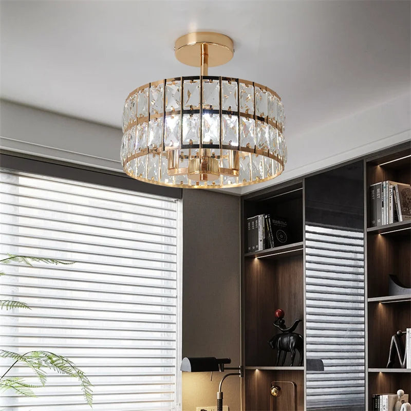 K9 Crystal Dining Table Pendant Lamp Bedroom Hanging Lamp Retro Luxury Style Suitable For Kitchen Plafon Ceiling Chandelier