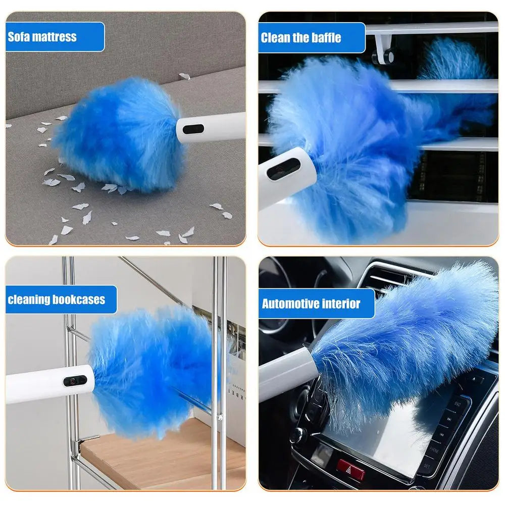 Rotating Spin Cleaner Duster Multi-Function 360 Spin Electric Feather Duster Vacuum Cleaner Battery Operated With Touch Button