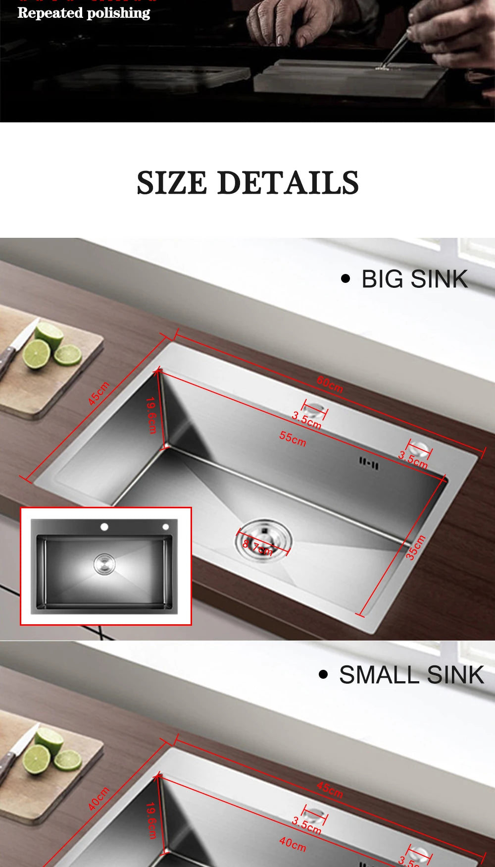 DQOK Stainless Steel Kitchen Sink Slot Dish Basin Kitchen sink Drain Basket And Drain Pip Rectangular