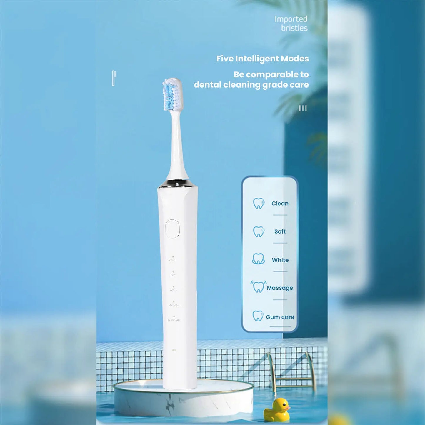 Fairywill OMT08 Sonic Electric Toothbrush Rechargeable Timer Brush 5 Modes Fast Charge Tooth Brush 4 Brush Heads for Adults