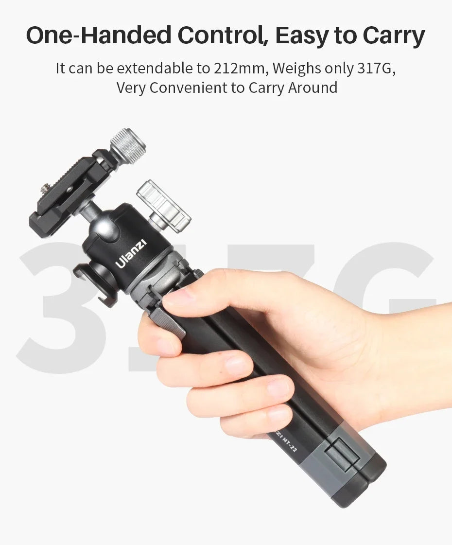 Ulanzi MT-24 Vlog Lite Metal Tripod With Ballhead Extendable 1/4'' Tripod Monopod Cold Shoe Arca Quick Swiss 2.5KG Max Load