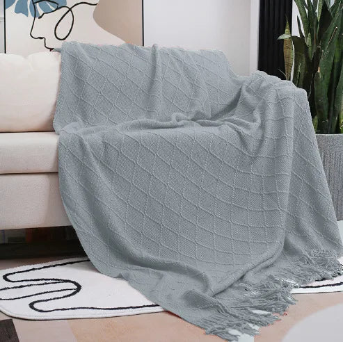 Nordic Knitted Shawl Sofa Blanket with Tassels Scarf  Sofa Emulation Fleece Throw Blanket TV Blankets Bed End Decor Drop Ship