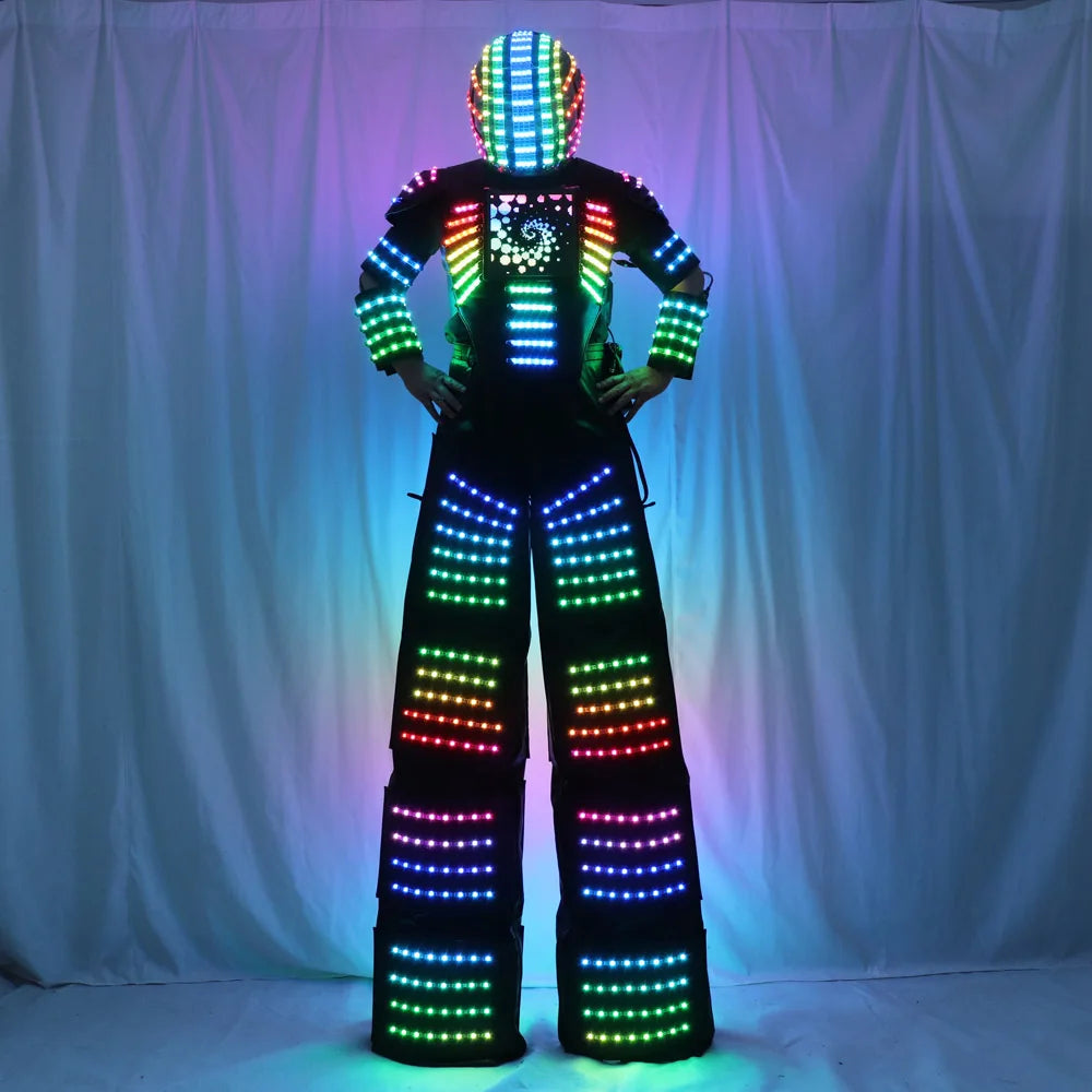 Full Color Remote Control LED Robot Costume Clothes Stilts Walker Suit Excited Digital Screen DIY Text Image LOGO