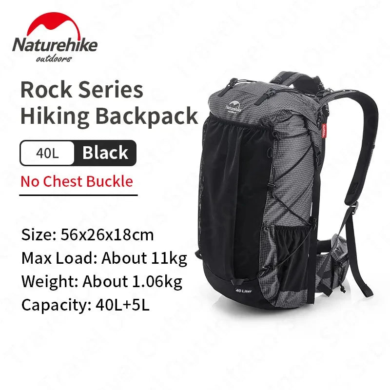 Naturehike Rock Series Camping Backpack 60 + 5L Large Capacity Travel Outdoor Bags 40 + 5L Ultralight Waterproof Hiking Backpack