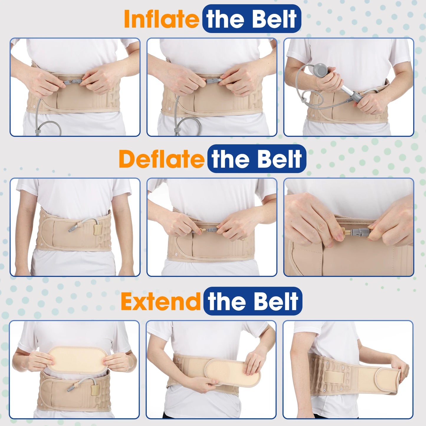 Inflatable Lumbar Waist Belt Air Decompression Back Support Health Care Spine Traction Back Massage Brace Hand Pumb Waist Strap