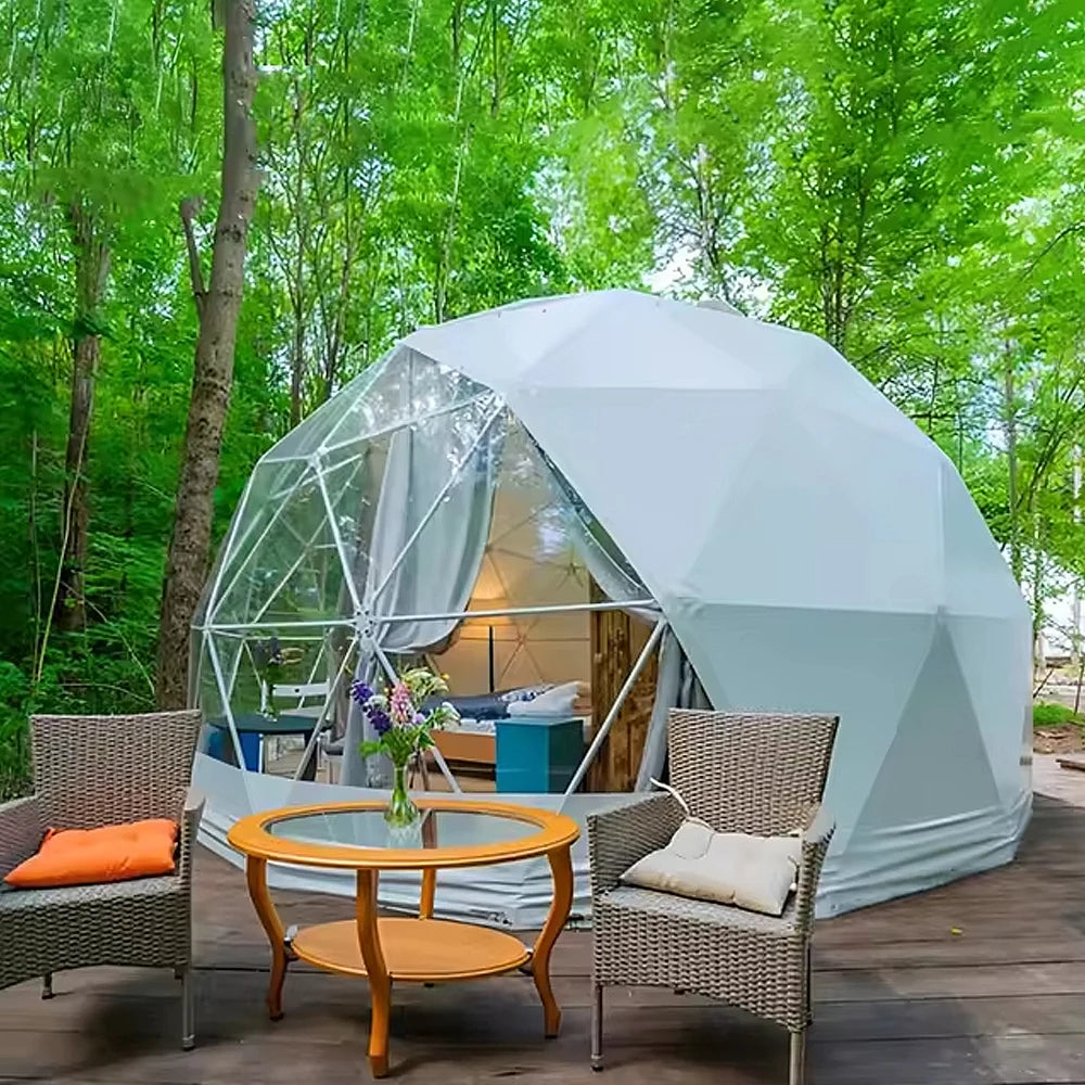 6M 7M Luxury Waterproof Geodesic Dome PVC Spherical Tent Hotel Resort for Glamping Outdoor Luxury Glamping Dome with Bathroom