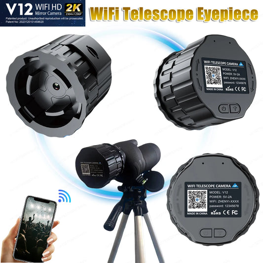 4 Million Pixel HD WiFi Electronic Eyepieces for 25mm-50mm Scopes WiFi Telescope Eyepiece Camera Portable Spotting Scope Camera