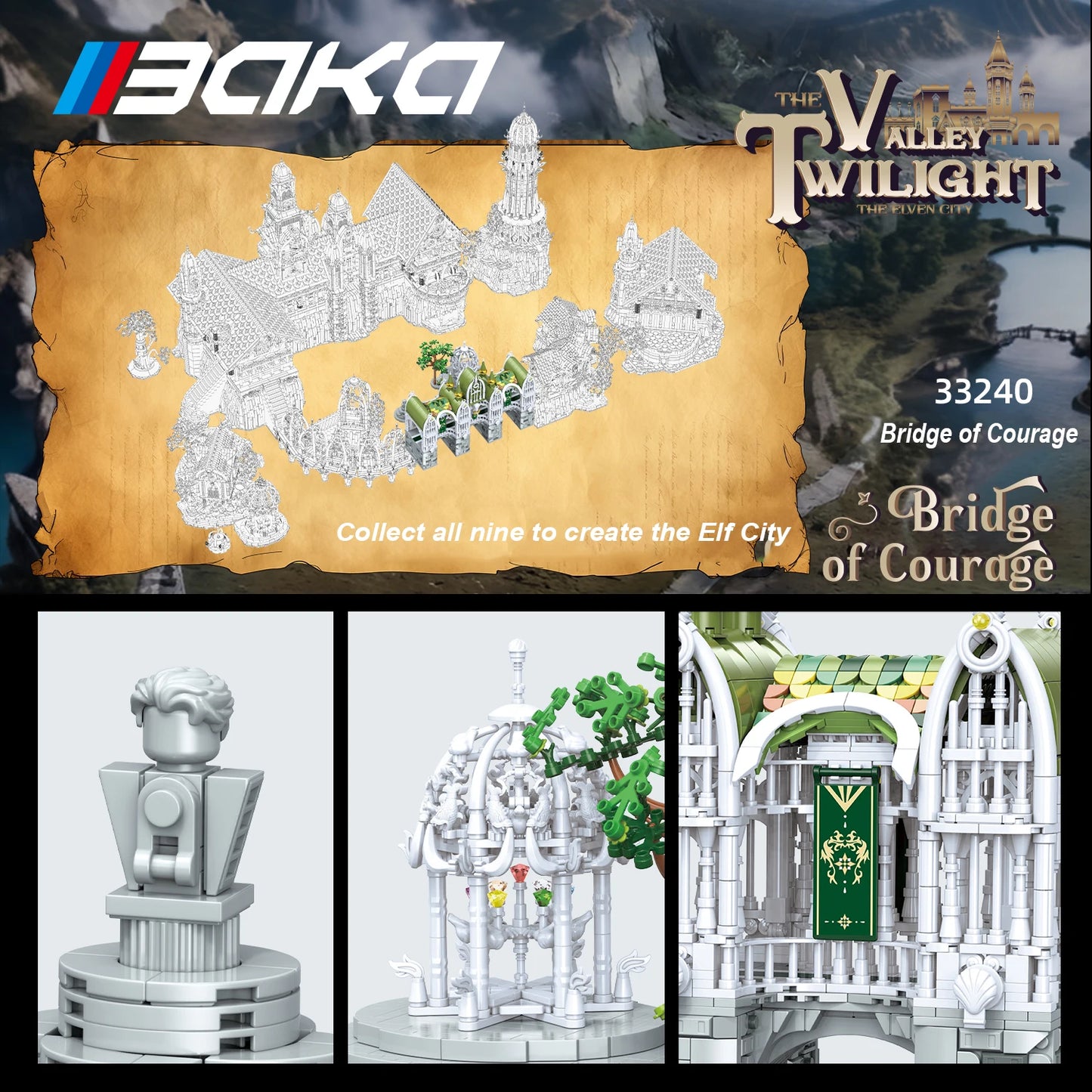 European Elf City Building Blocks Set Nine-in-one Giant Palace Models Bricks Desktop Decoration Diy Toys For Kids Holiday Gifts