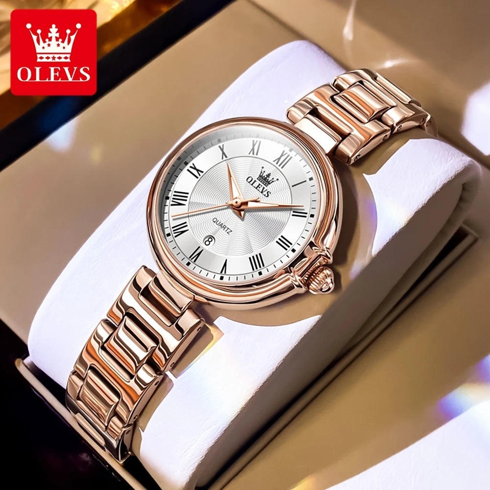 OLEVS 5608 Women Watch Luxury Brand Quartz Watch Roman Scale Waterproof Luminous Calendar Watch Elegant Women Watch Reloj Hombre