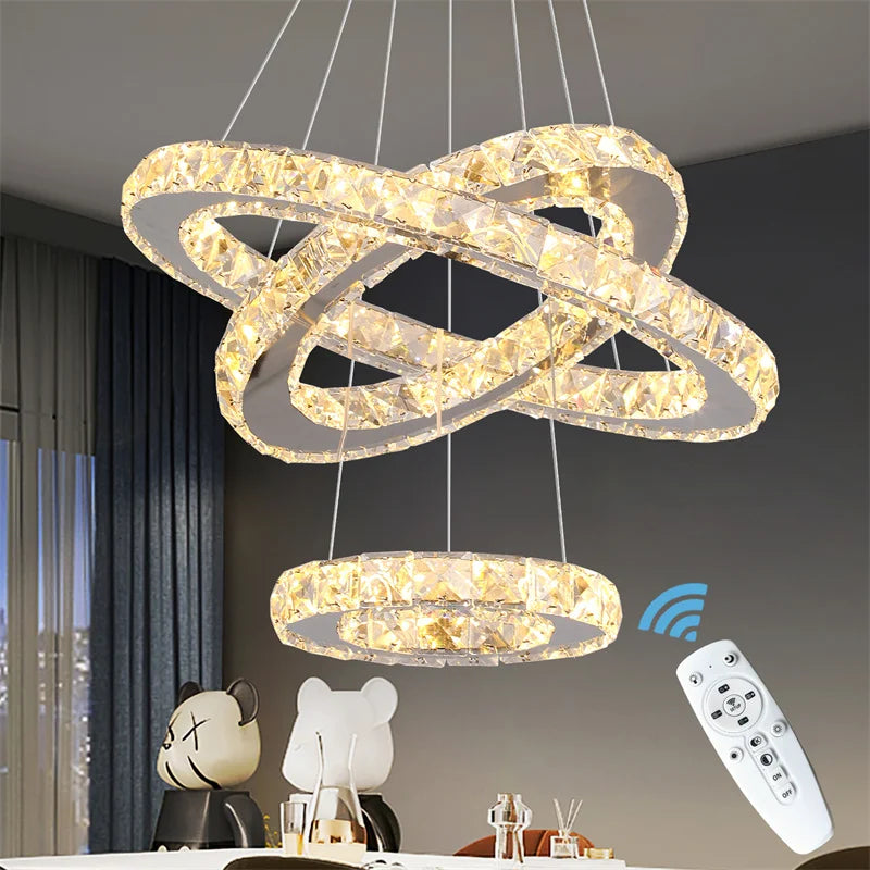 Modern Crystal Chandeliers Ring-Shaped Pendant Lights Living Room And Kitchen Decoration Led Ceiling Lamps Hanging Luminaire