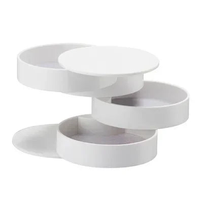 4 Layers Rotating Jewellery Storage Box Women Necklace Desk Organizer Earring Holder Travel with Lid for Ring Bracelet  Storage