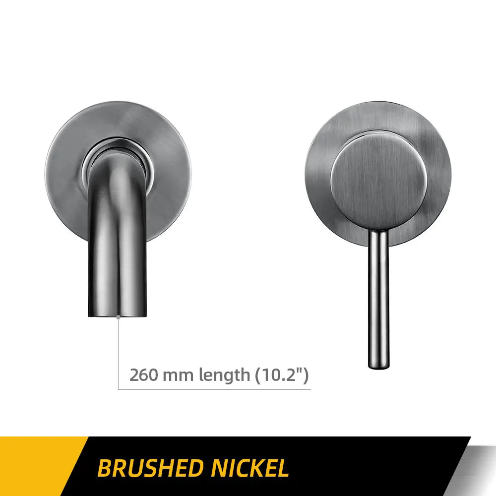 Bagnolux Ronda Stainless Steel Solid Brass Trim Taps 2 Hole Wall-Faucet Set Hot Anc Cold Water Bathroom Sink Mixer Small Tap