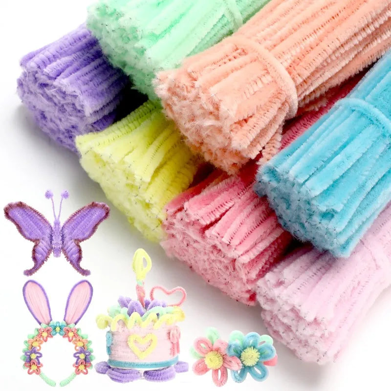 Creative Wires Chenille Wire Pipe Cleaners Colorful Chenille Stems DIY Plush Stem Wired Twist Stick Hair Strip Kid Handmade/*-2/