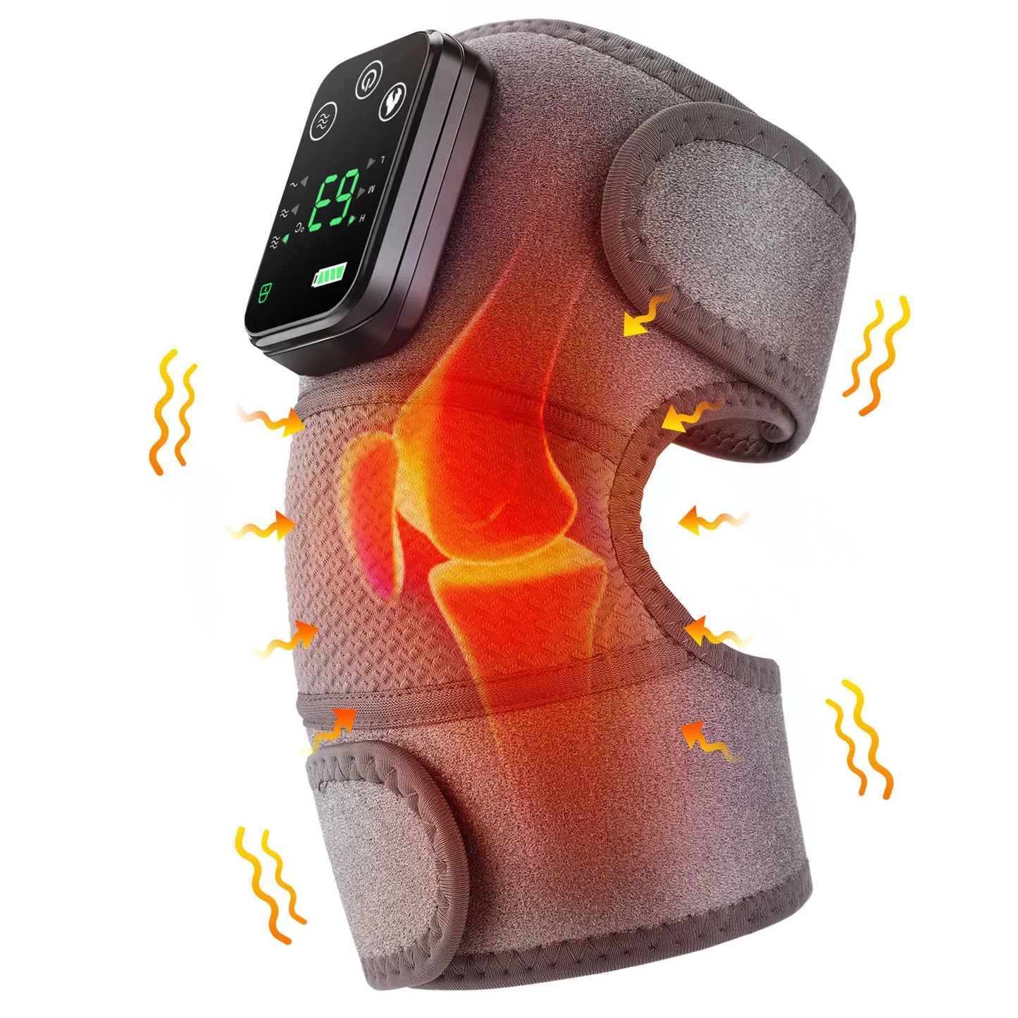 Rechargeable Electric Knee Massager 3-in1 Heated Vibration Pad for Joint Pain Relief Elbow Shoulder Arthritis Support Belt