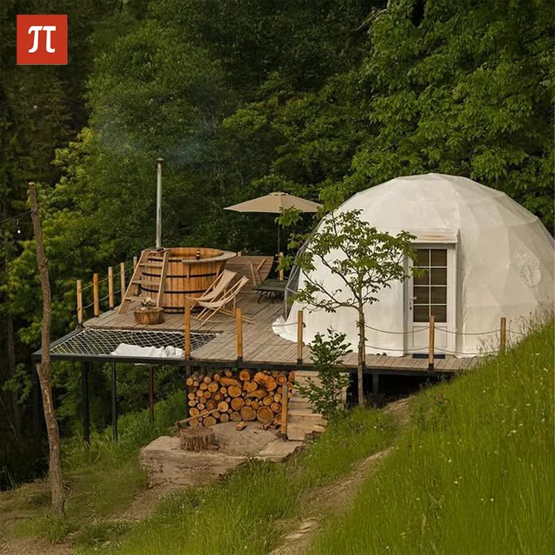 Luxury Camping Geodesic Dome House Hemispherical House PVC Geodesic Dome Tent Camping Dome Tent Hotel Tent for Glamping Resort