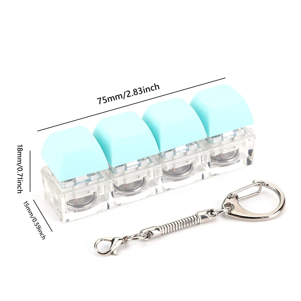 4 Keys Button Keycap Fidget Keychain Keyboard Key Toy Keyboard Clicker Toy Keyboard Cube Toy for Adult Gifts To Relief Pass Time