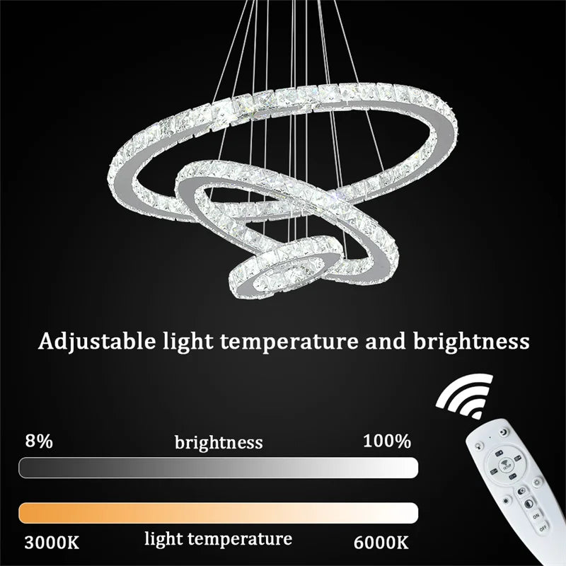 Modern Crystal Chandeliers Ring-Shaped Pendant Lights Living Room And Kitchen Decoration Led Ceiling Lamps Hanging Luminaire