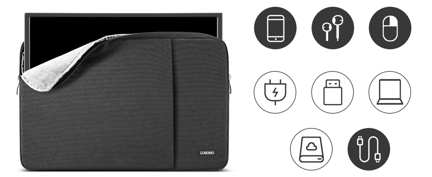 UPERFECT Polyester Laptop Sleeve Protective Case Vertical Style With Pocket Zipper For 13.3-18Inch Monitor Pad Tablet