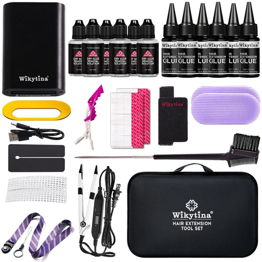 V Light Hair Extensions Set with UV Glue Hair Extension Kit Technology and Tools for Easy Application and Salon Quality Results